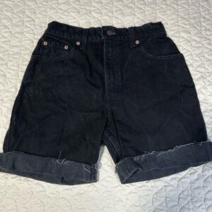 Levi’s 551 Black High Waisted Embroidered Shorts Raw Hem Women’s Size 6
